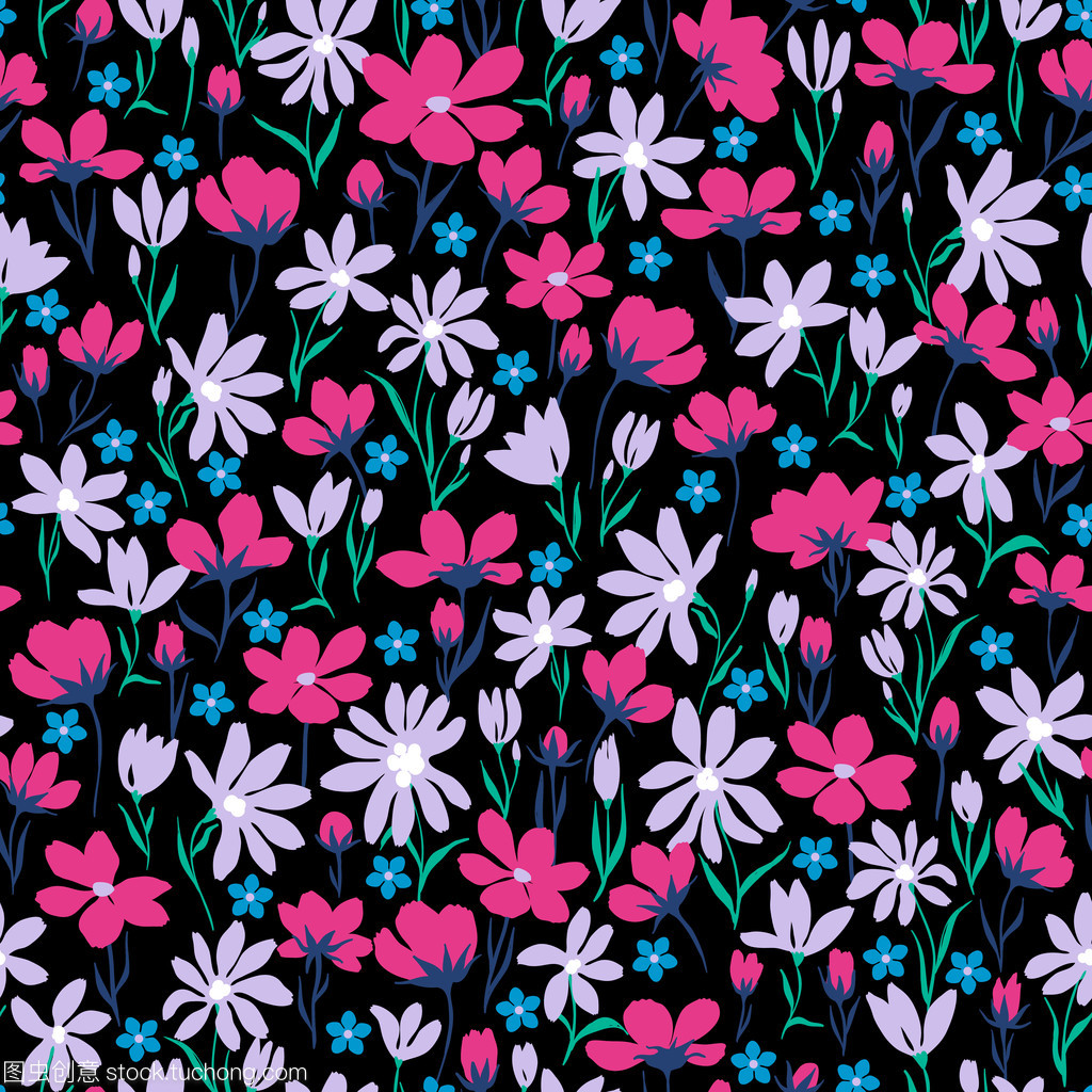 矢量無縫燦爛的夏日沒頭沒腦的花卉圖案